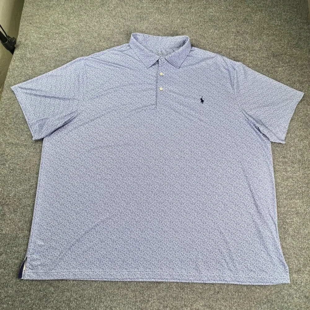 Polo Ralph Lauren Polo Mens 4XB Blue Floral Performance Wicking Short Sleeve